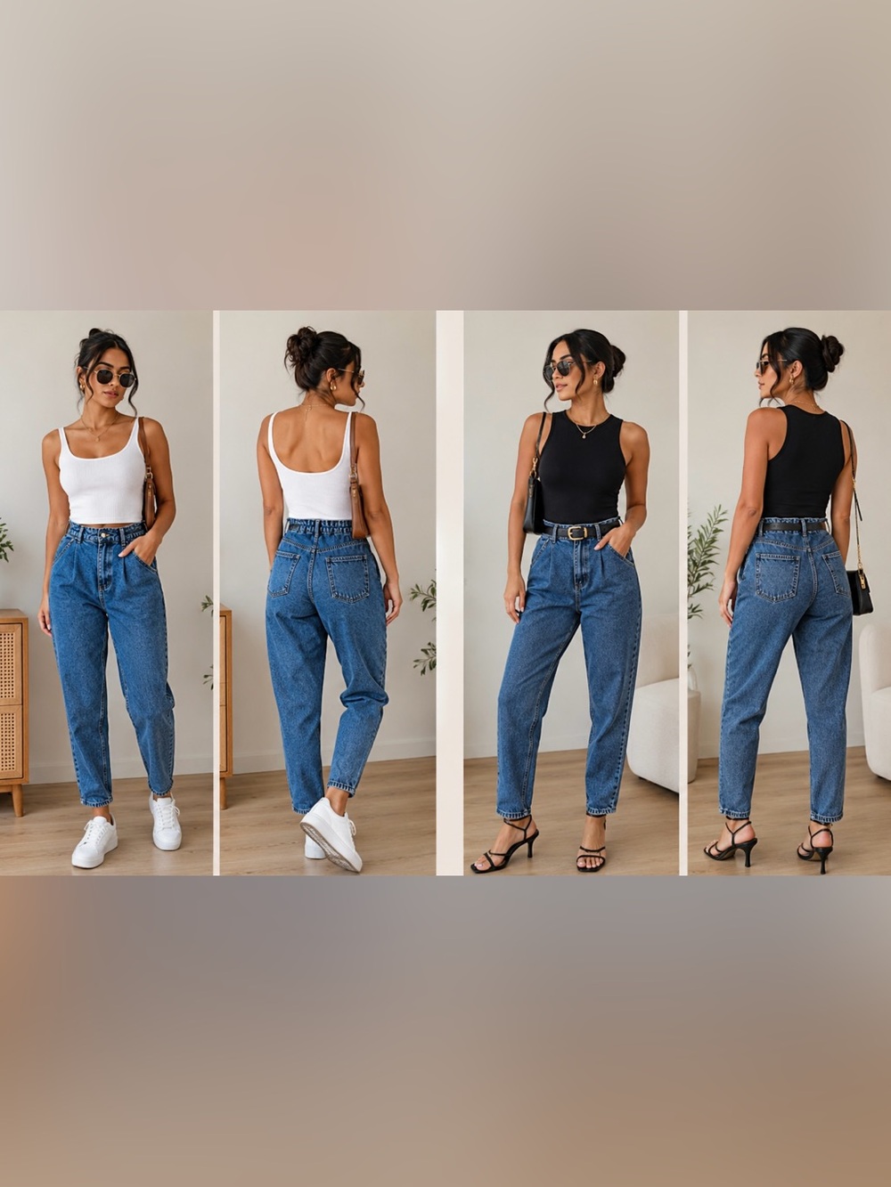 Zara High-Waist Blue Mom Jeans - Classic Denim